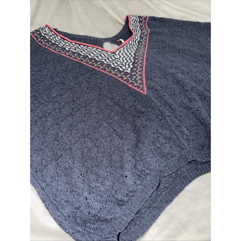 Free People Oversized‎  V Neck Batwing Sleeve Boho Summer Knit Top Ley Hole Back